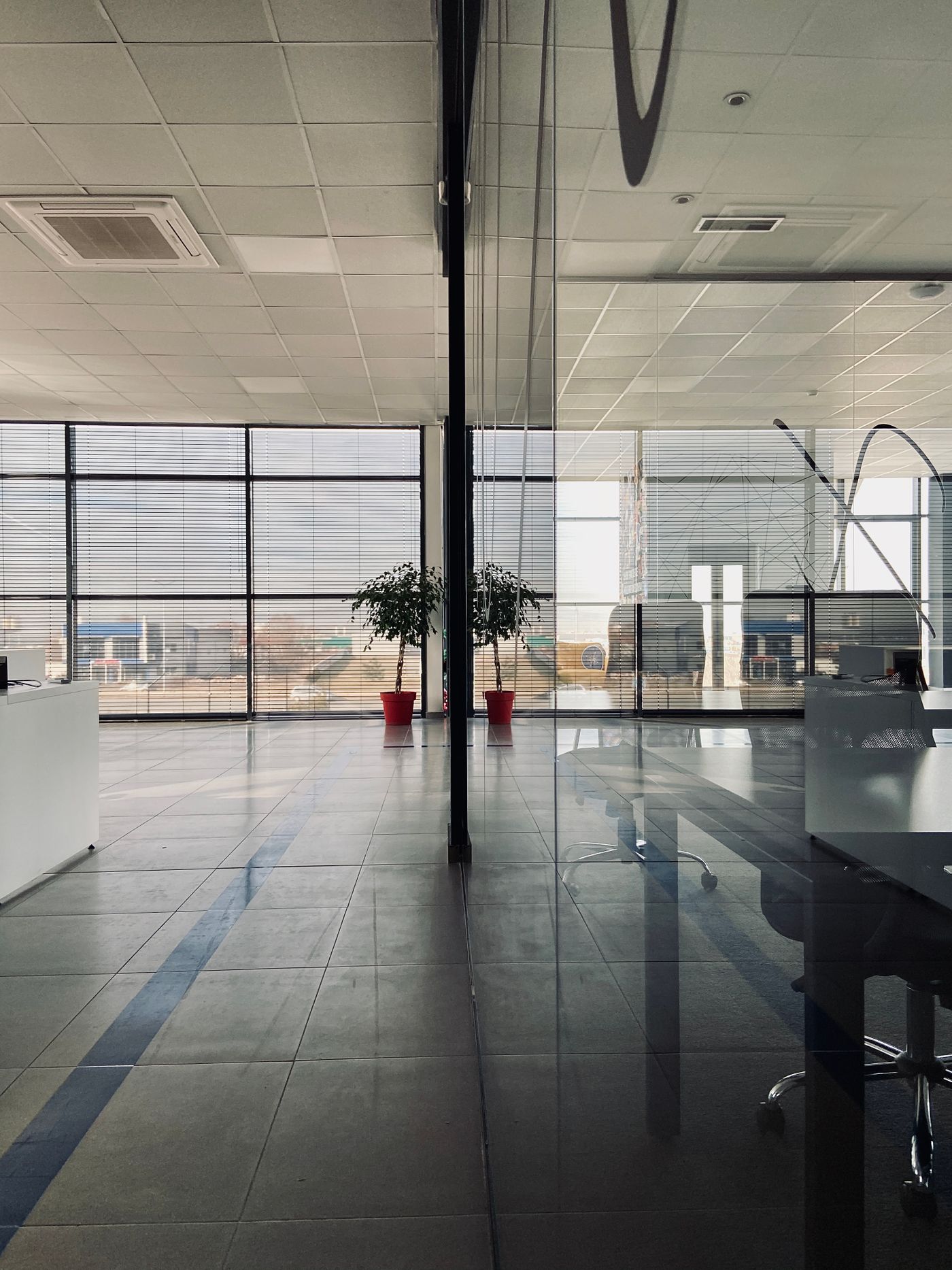 Modern office with glass partitions